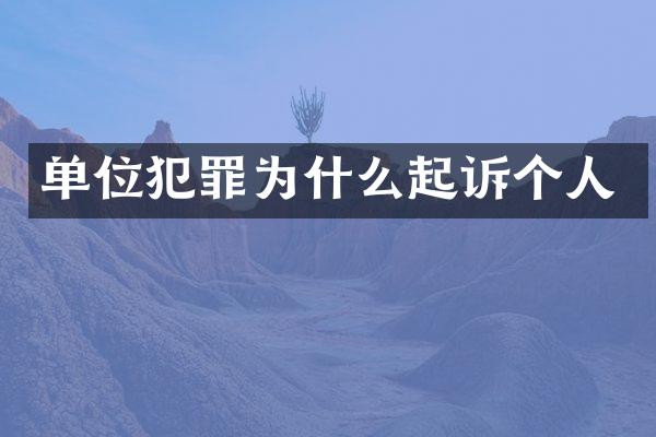 单位犯罪为什么起诉个人