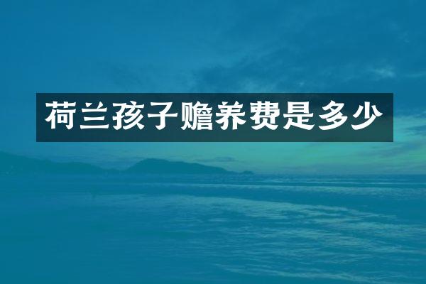 荷兰孩子赡养费是多少