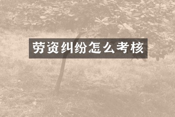 劳资纠纷怎么考核