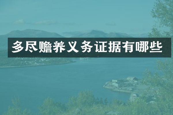 多尽赡养义务证据有哪些