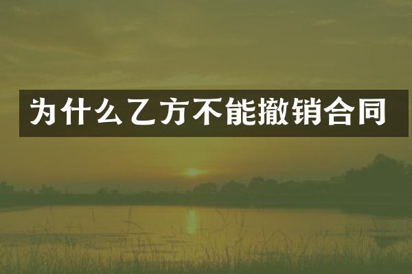为什么乙方不能撤销合同