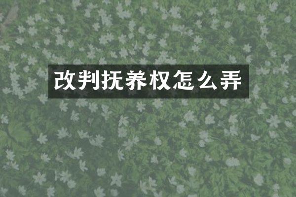 改判抚养权怎么弄
