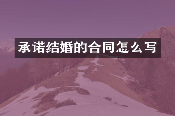 承诺结婚的合同怎么写