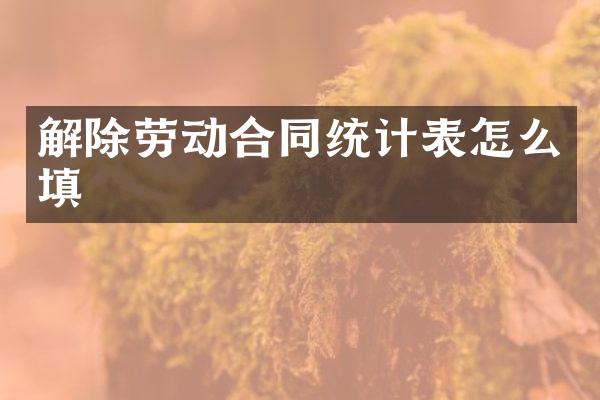 解除劳动合同统计表怎么填