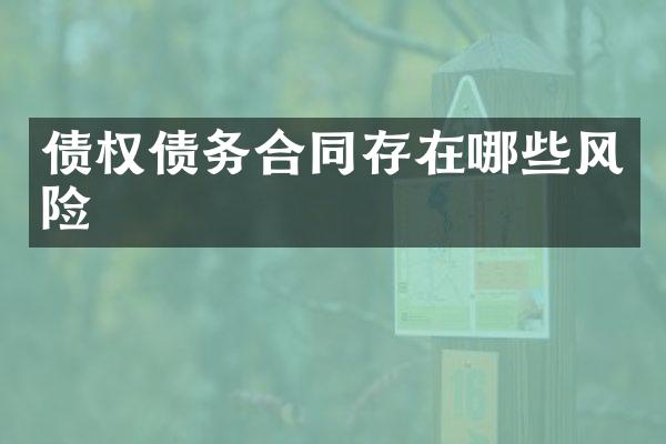 债权债务合同存在哪些风险