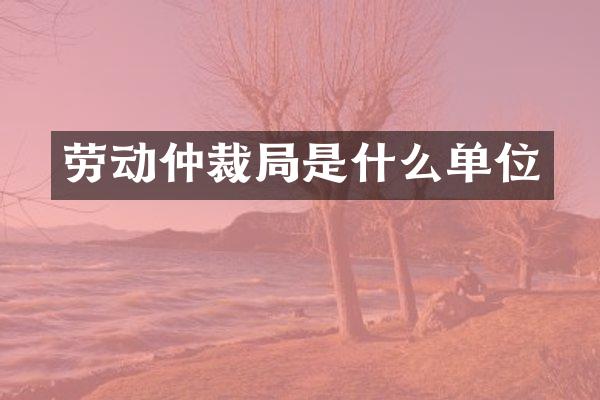 劳动仲裁局是什么单位