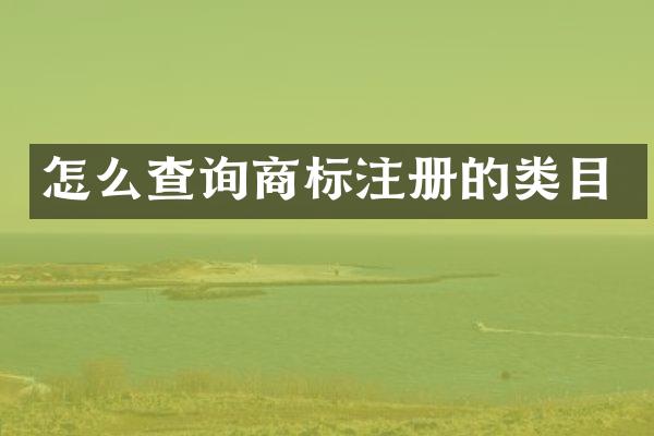怎么查询商标注册的类目