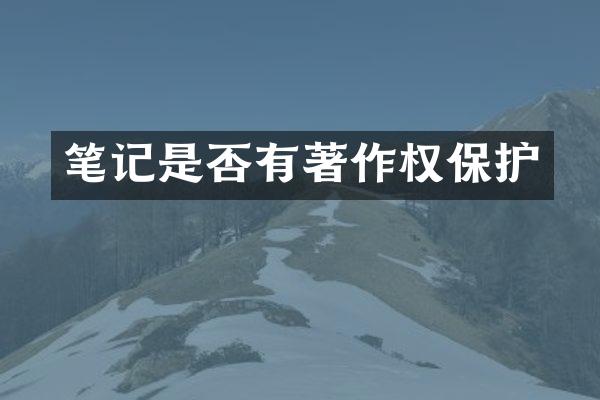 笔记是否有著作权保护