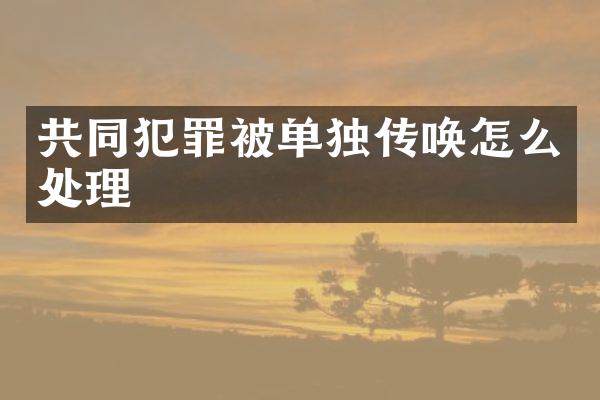 共同犯罪被单独传唤怎么处理