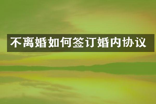不离婚如何签订婚内协议