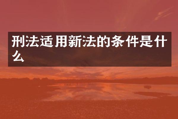 刑法适用新法的条件是什么
