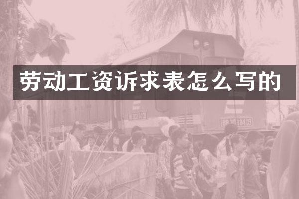 劳动工资诉求表怎么写的