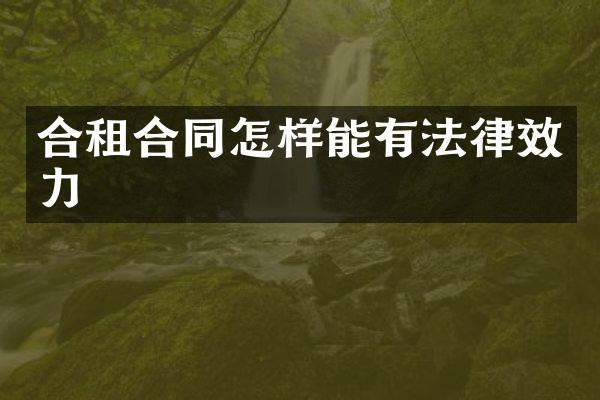 合租合同怎样能有法律效力