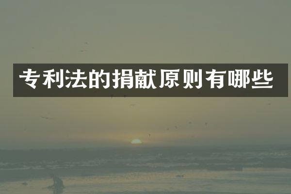 专利法的捐献原则有哪些