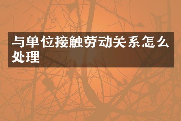 与单位接触劳动关系怎么处理