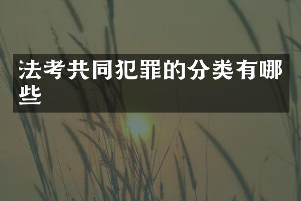 法考共同犯罪的分类有哪些