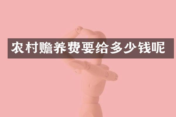农村赡养费要给多少钱呢