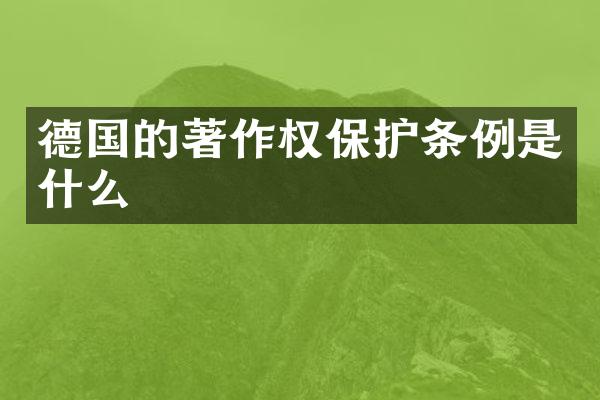 德国的著作权保护条例是什么