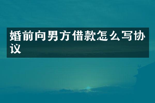 婚前向男方借款怎么写协议