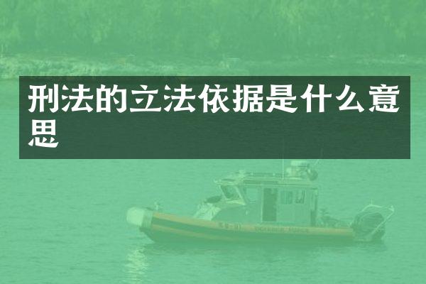 刑法的立法依据是什么意思