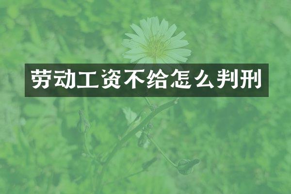 劳动工资不给怎么判刑