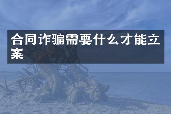 合同诈骗需要什么才能立案