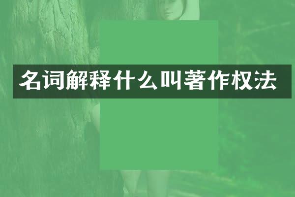 名词解释什么叫著作权法