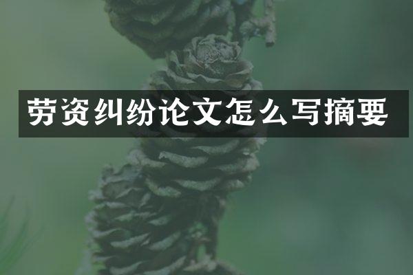 劳资纠纷论文怎么写摘要