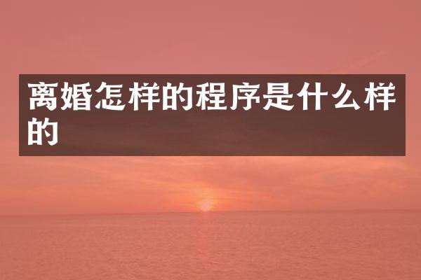 离婚怎样的程序是什么样的