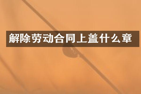 解除劳动合同上盖什么章