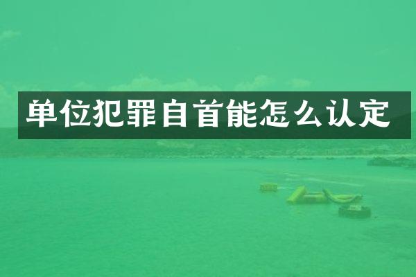 单位犯罪自首能怎么认定