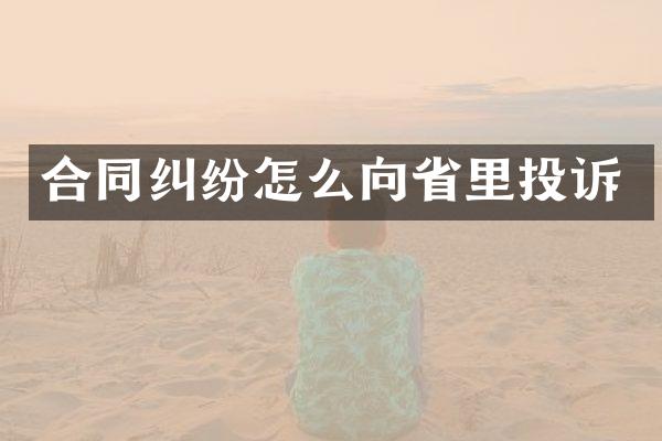 合同纠纷怎么向省里投诉