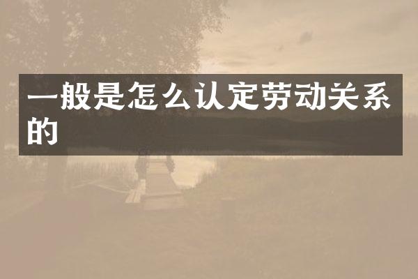 一般是怎么认定劳动关系的