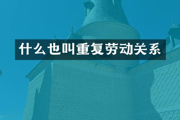 什么也叫重复劳动关系