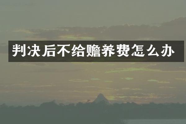 判决后不给赡养费怎么办