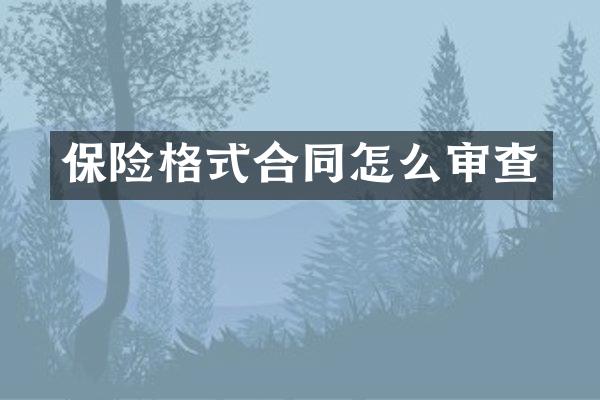 保险格式合同怎么审查