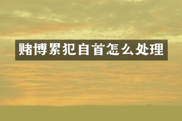自首怎么处理