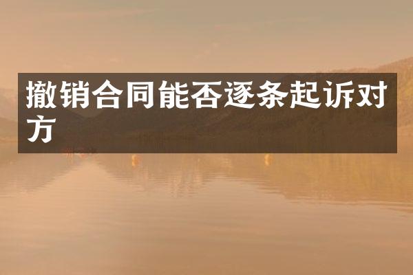 撤销合同能否逐条起诉对方