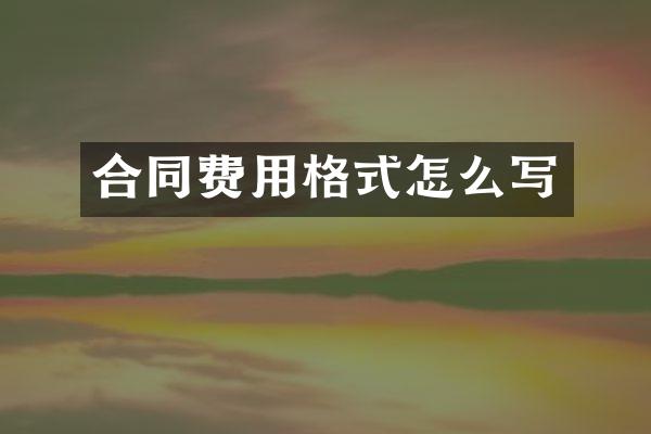 合同费用格式怎么写