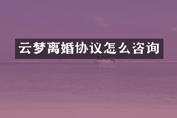 云梦离婚协议怎么咨询