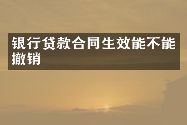 银行贷款合同生效能不能撤销