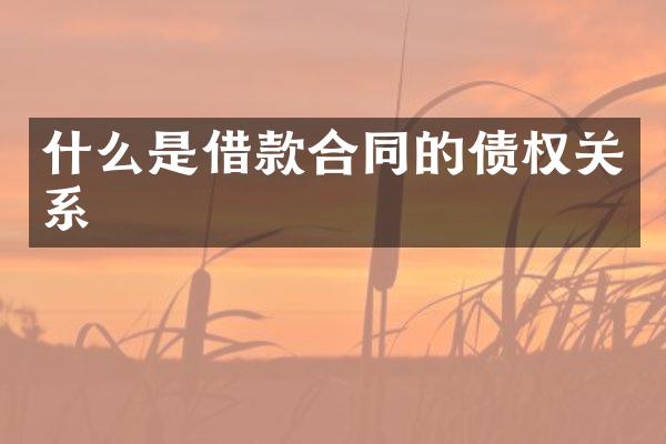 什么是借款合同的债权关系