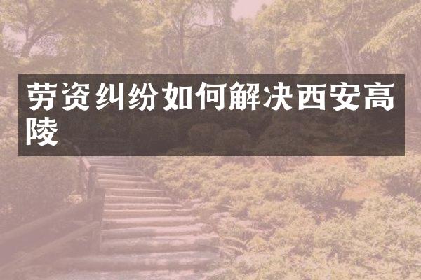 劳资纠纷如何解决西安高陵