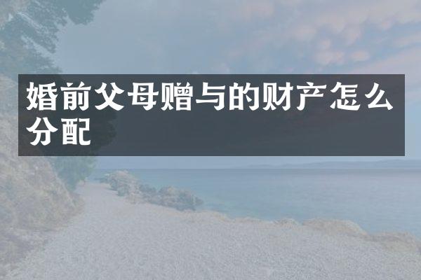 婚前父母赠与的财产怎么分配