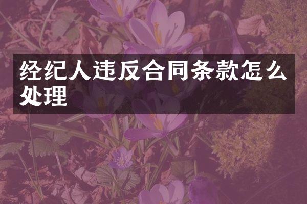 经纪人违反合同条款怎么处理