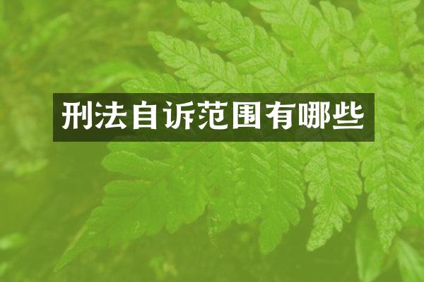 刑法自诉范围有哪些
