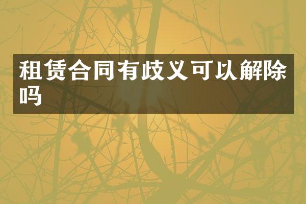 租赁合同有歧义可以解除吗