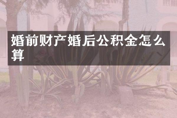 婚前财产婚后公积金怎么算