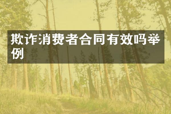 欺诈消费者合同有效吗举例