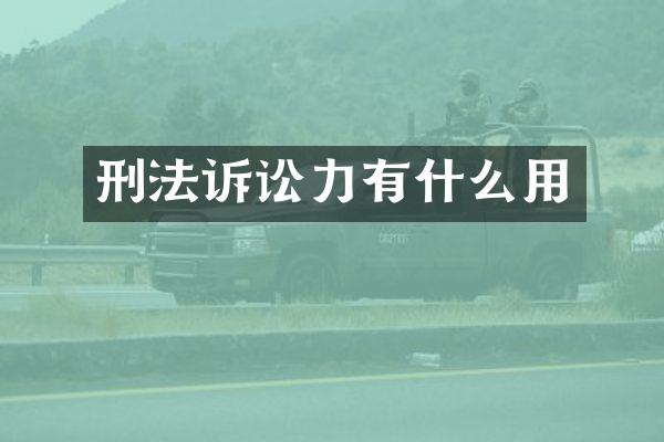 刑法诉讼力有什么用